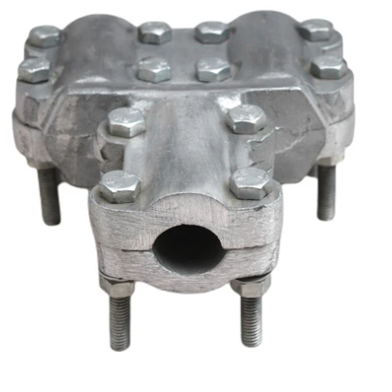 CT Stud Clamp (Single Stud ⌀28mm to Twin ACSR Aster 250mm Spacing) with Bi-Metallic Strip
